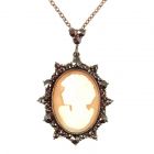 Bohemian garnet shell cameo necklace
