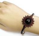 Vintage sun-flower garnet bangle/bracelet