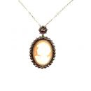 Bohemian garnet shell cameo necklace