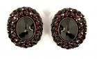 Bohemian oval garnet ear-clips