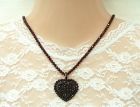 Bohemian garnet heart clip-on necklace on garnet ball chain