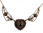 Vintage filligree garnet heart necklace