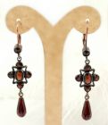 Cute filligree Bohemian garnet earrings