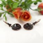 Bohemian garnet earrings with round center garnet