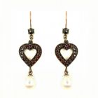Bohemian garnet hearts & pearls earrings