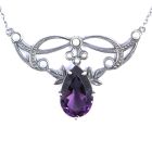 Collier mit imit. Tropfen Amethyst + Markasit + Perlchen