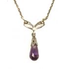 Schleifencollier mit imit. Amethyst Briolette + Markasit + Perlchen