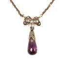 Schleifencollier mit imit. Amethyst Briolette + Markasit + Perlchen