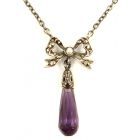 Schleifencollier mit imit. Amethyst Briolette + Markasit + Perlchen