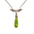 Schleifencollier mit imit.Peridot Briolette + Perlchen + Markasit