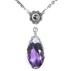 Collier mit imit. oval Amethyst + Markasit