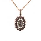 Garnet Pendant & seed pearls