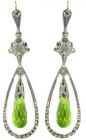 Grosse Tropfenohrringe mit imit. Peridot Briolette + Markasit