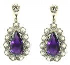 Ohrringe mit imit. Tropfen Amethyst + Markasit + Perlchen