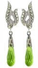 Ohrringe mit imit. Peridot Briolette + Markasit