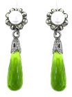 Ohrringe mit imit. Peridot Briolette + Perle + Markasit