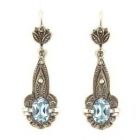 Markasit Ohrringe echt Blautopas(beh)