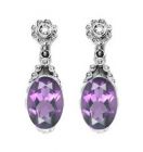 Ohrringe mit imit. oval Amethyst + Perlchen
