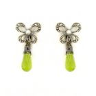 Ohrringe mit Schleife + imit.Peridot Briolette + Markasit +Perlchen
