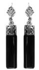 Rechteckige Ohrringe mit Onyx + Markasit Art-Deco-Stil