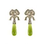 Ohrringe mit Schleife + imit.Peridot Briolette + Markasit +Perlchen
