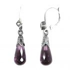 Ohrringe mit imit. Amethyst Briolette + Markasit