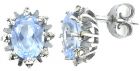 Ohrstecker mit oval synth.Aquamarin + Markasit