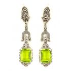 Ohrringe mit imit. Peridot Briolette + Markasit