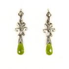 Schleifenohrringe mit imit.Peridot Briolette+Markasit