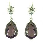 Ohrringe mit imit. Tropfen Amethyst + Markasit
