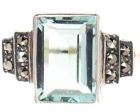 Ring mit imit. Rechteck Aquamarin +  Markasit