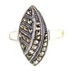 Navette Ring mit Markasit im Art-Deco-Stil