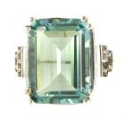 Grosser Ring mit  imit. Octagon Aquamarin + Markasit