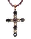 Big Victorian garnet cross clipped on garnet ball chain