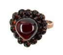 Vintage genuine garnet heart cabouchon ring
