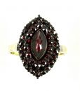 Bohemian garnet marquise ring with 14ct gold shank