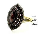 Bohemian garnet marquise ring with 14ct gold shank