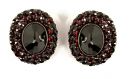 Bohemian oval garnet ear-clips
