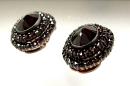 Bohemian oval garnet ear-clips
