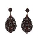 Impressive Big Vintage Garnet Drop Earrings w/14ctgold studs in Victorian style