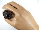 Big impressive oval cabouchon garnet ring