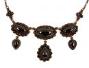 Vintage oval garnet drop necklace in Victorian style