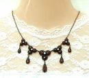 Vintage garnet clover necklace with seedpearls in Victorian style