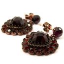 Vintage garnet heart earrings in Victorian style