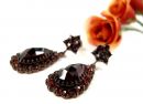 Victorian style Vintage facetted garnet drop earrings