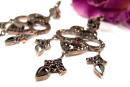 Impressive Bohemian garnet chandelier earrings w/14ct gold studs