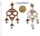 Impressive Bohemian garnet chandelier earrings w/14ct gold studs