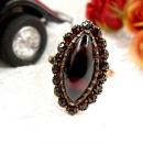 Vintage garnet cabouchon marquis ring