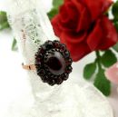 Vintage oval garnet cabouchon ring in Victorian style