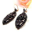 Remarkable Bohemian garnet earrings in marquise shape